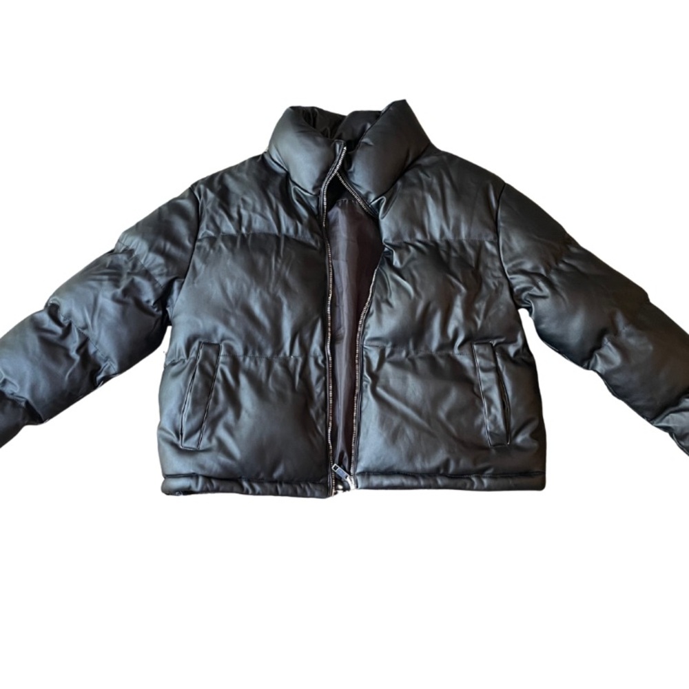 Boohoo Cropped Black Puffer Jacket